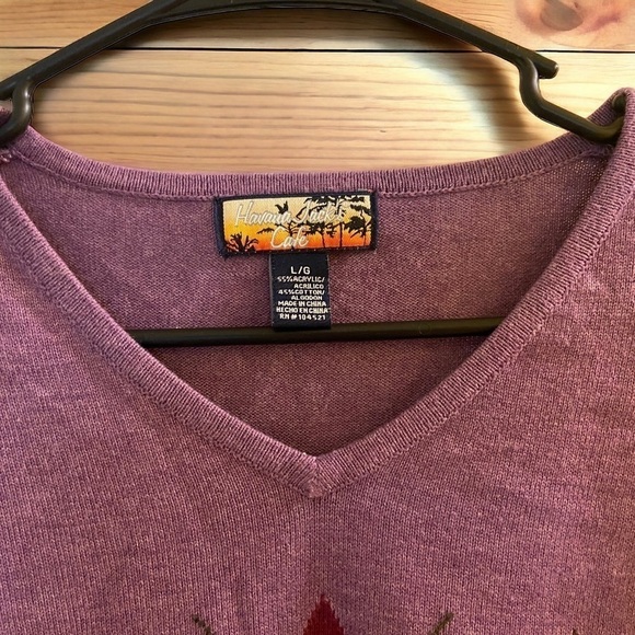 Vintage Havana Jack’s Cafe Acrylic Blend Purple Sweater - Picture 2 of 8